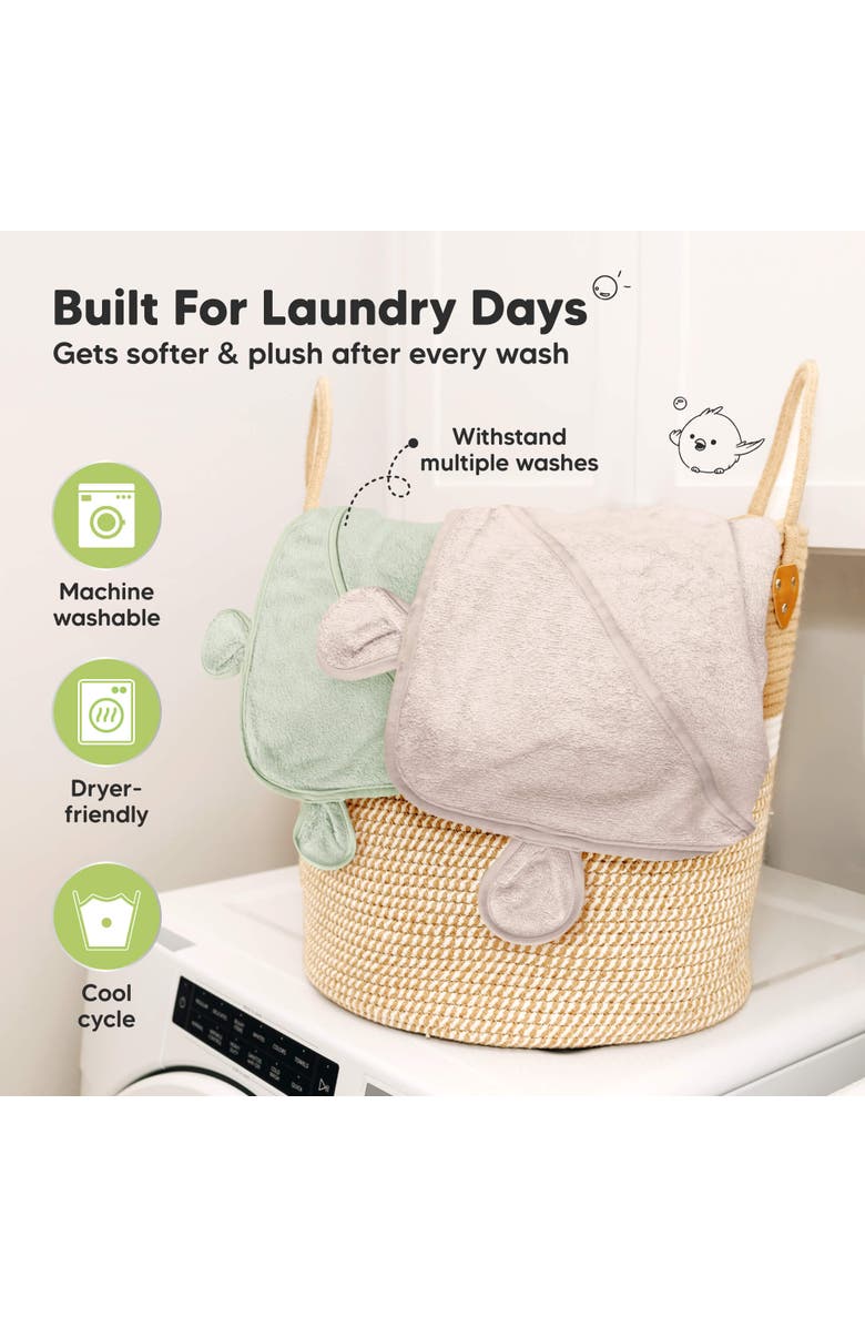 KeaBabies 2-Pack Snuggle Hooded Towels, Alternate, color, Sage