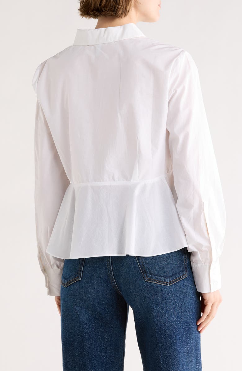 Ellen Tracy Ruffle Poplin Crop Button-Up Shirt, Alternate, color,