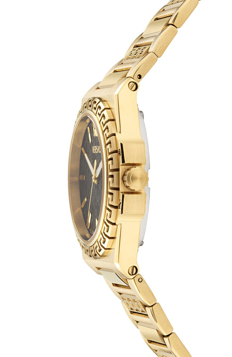 Versace Greca Reaction Bracelet Watch, 38mm, Alternate, color, Yellow Gold