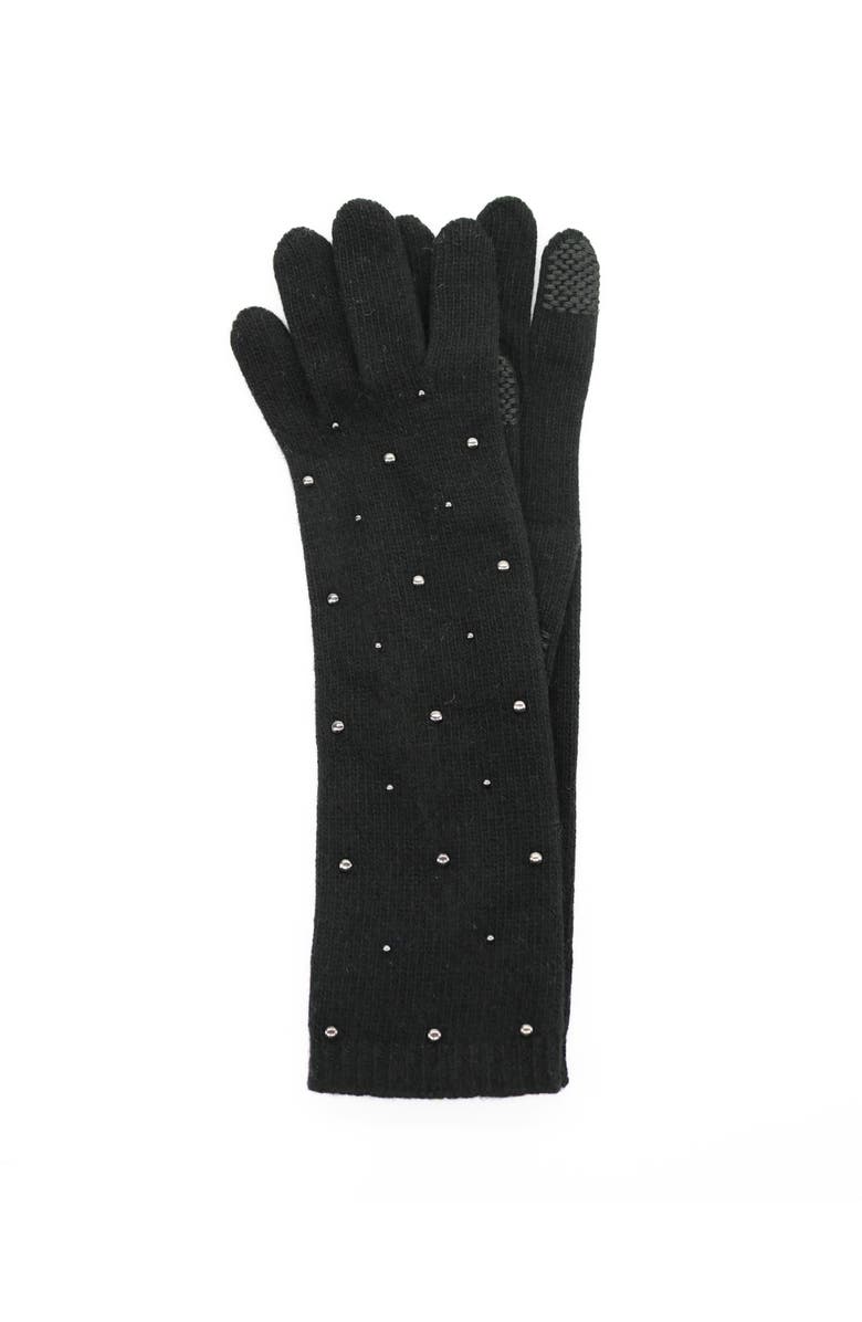 Portolano Cashmere tech studded gloves, Main, color, Black