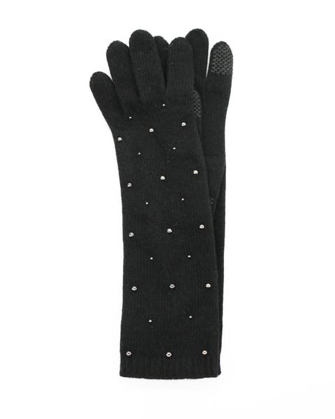 Cashmere tech studded gloves