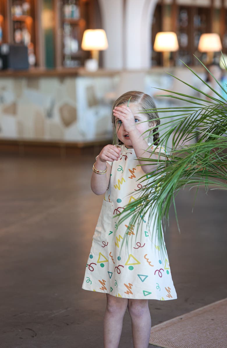 Manière Kids' Summer Fun Cotton Blend T-Shirt Dress, Alternate, color, Beige Multi