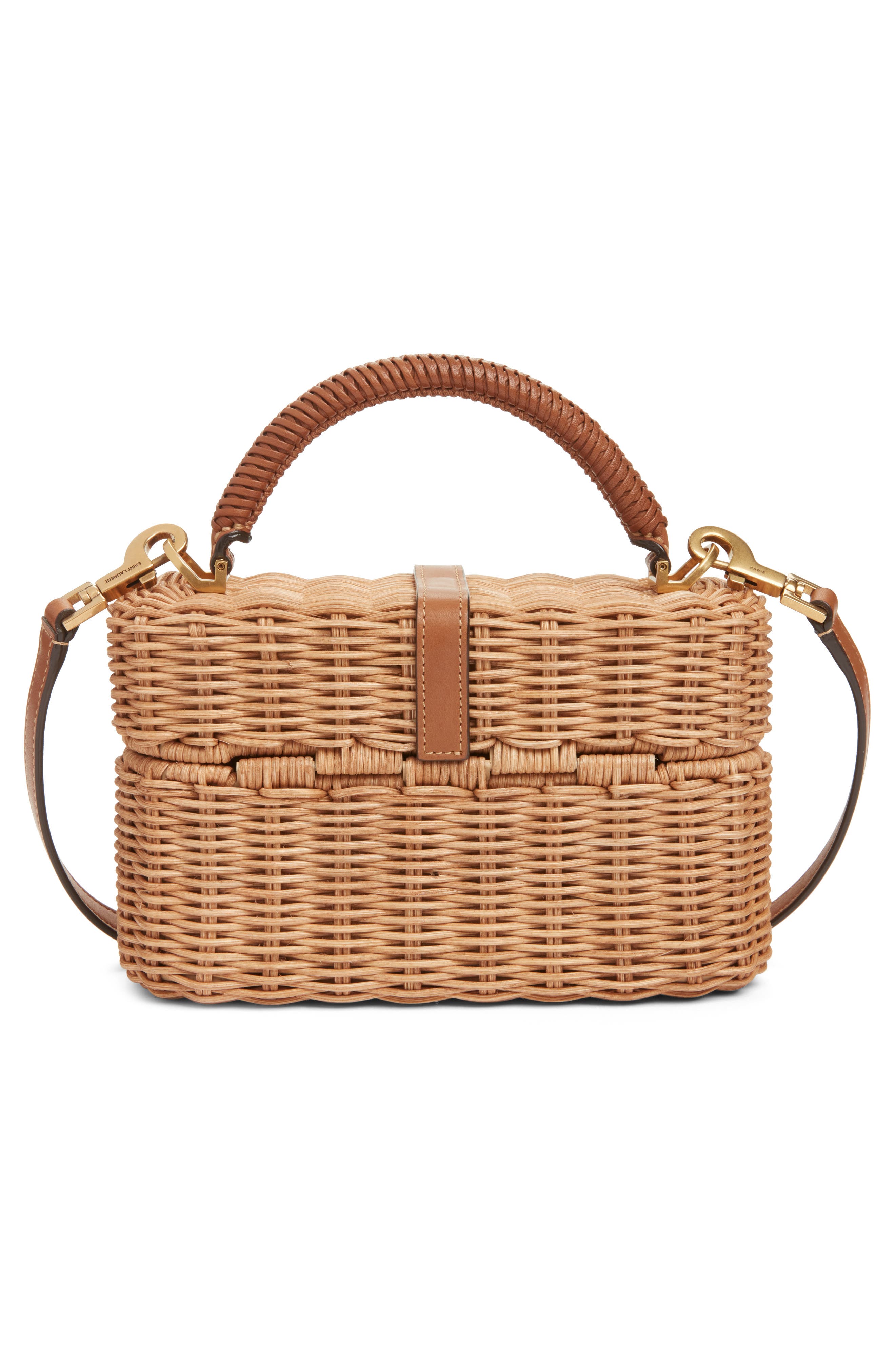 Saint Laurent Gaby Wicker Vanity Bag, Alternate, color, Naturel/ Brick