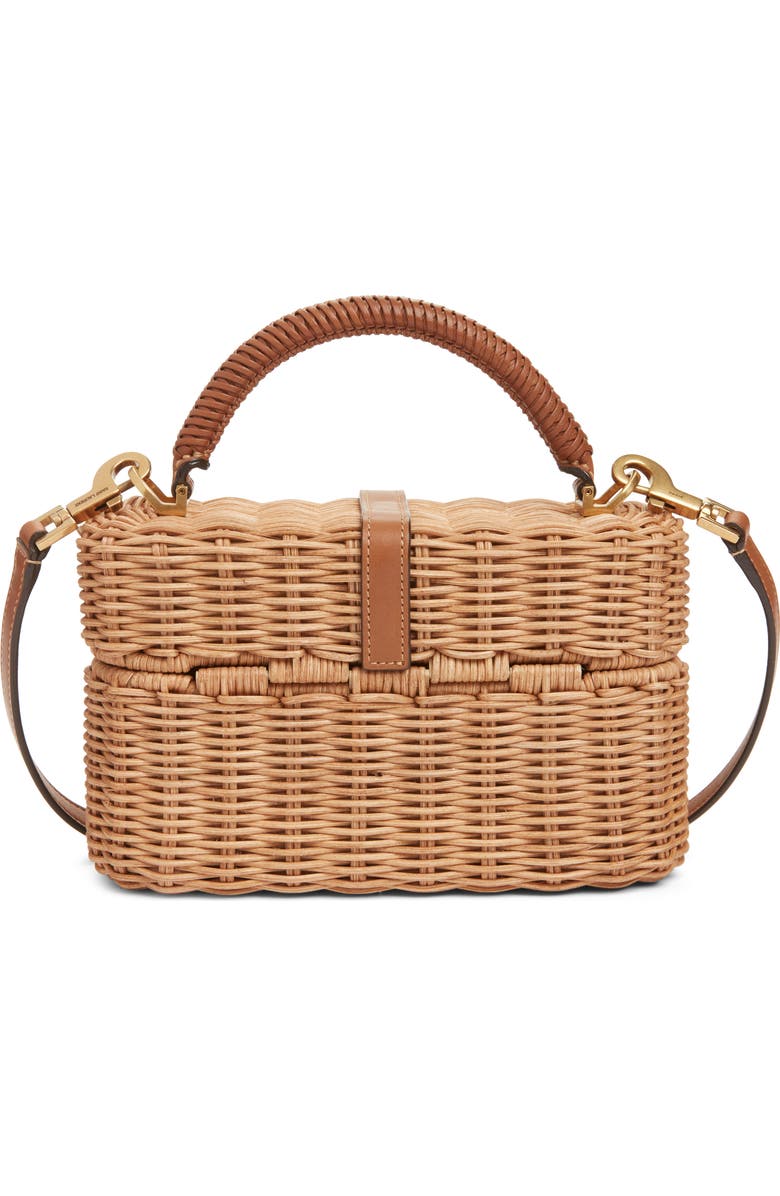 Saint Laurent Gaby Wicker Vanity Bag, Alternate, color, Naturel/ Brick
