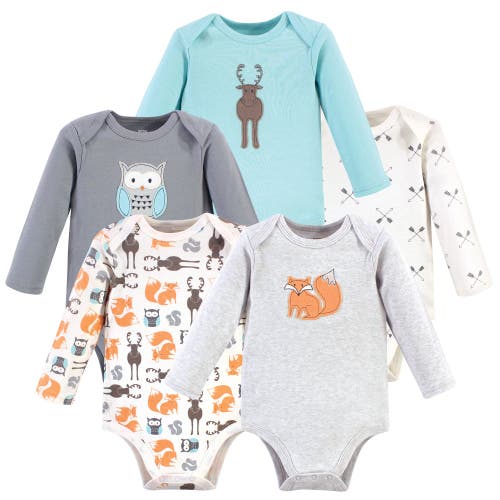 Hudson Baby Cotton Long-sleeve Bodysuits 5-pack In Multi