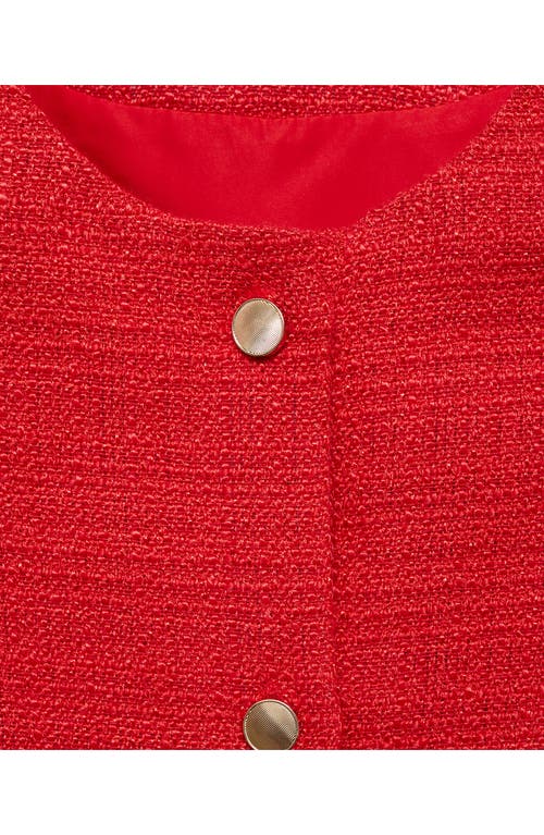 Mango Tweed Crop Vest In Red