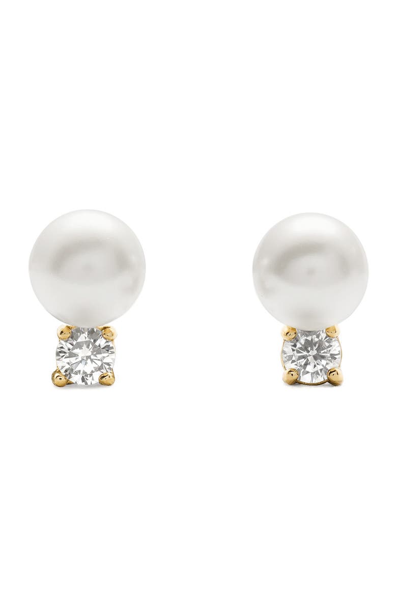 Imitation Pearl and Cubic Zirconia Stud Earrings, Main, color, CREAM MULTI