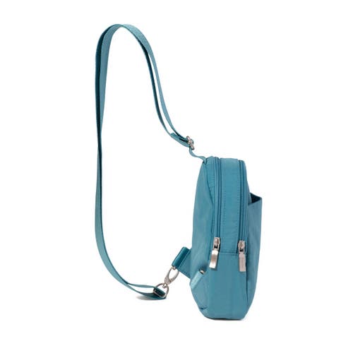 Baggallini Double Zip Mini Sling Bag In Seaside Blue