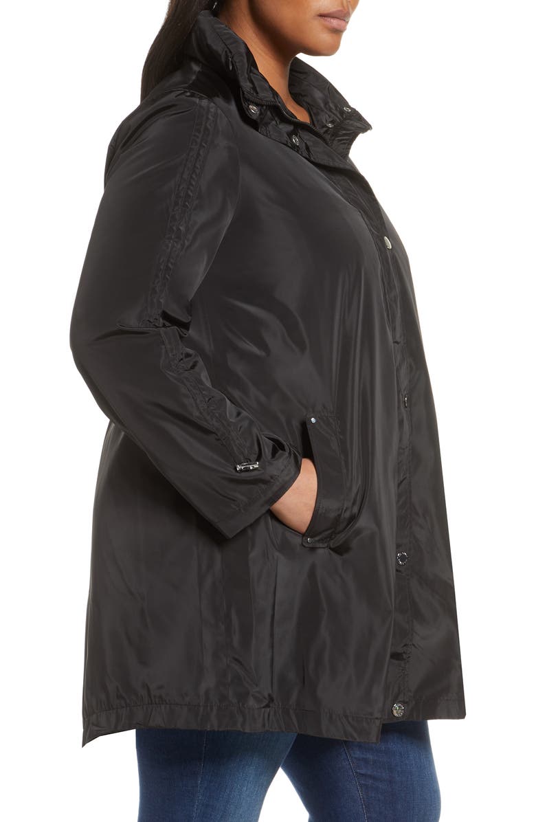 Via Spiga Ruched Sleeve Packable Rain Jacket, Alternate, color, 