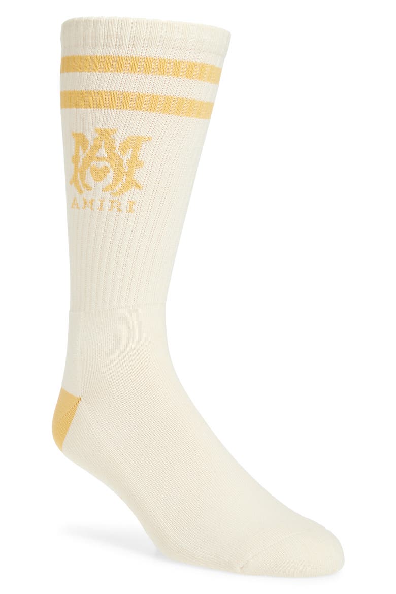 Monogram Core Logo Crew Socks, Main, color, CHAMPAGNE