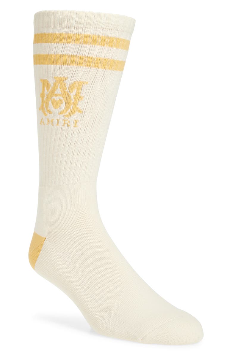 AMIRI Monogram Core Logo Crew Socks, Main, color, 
