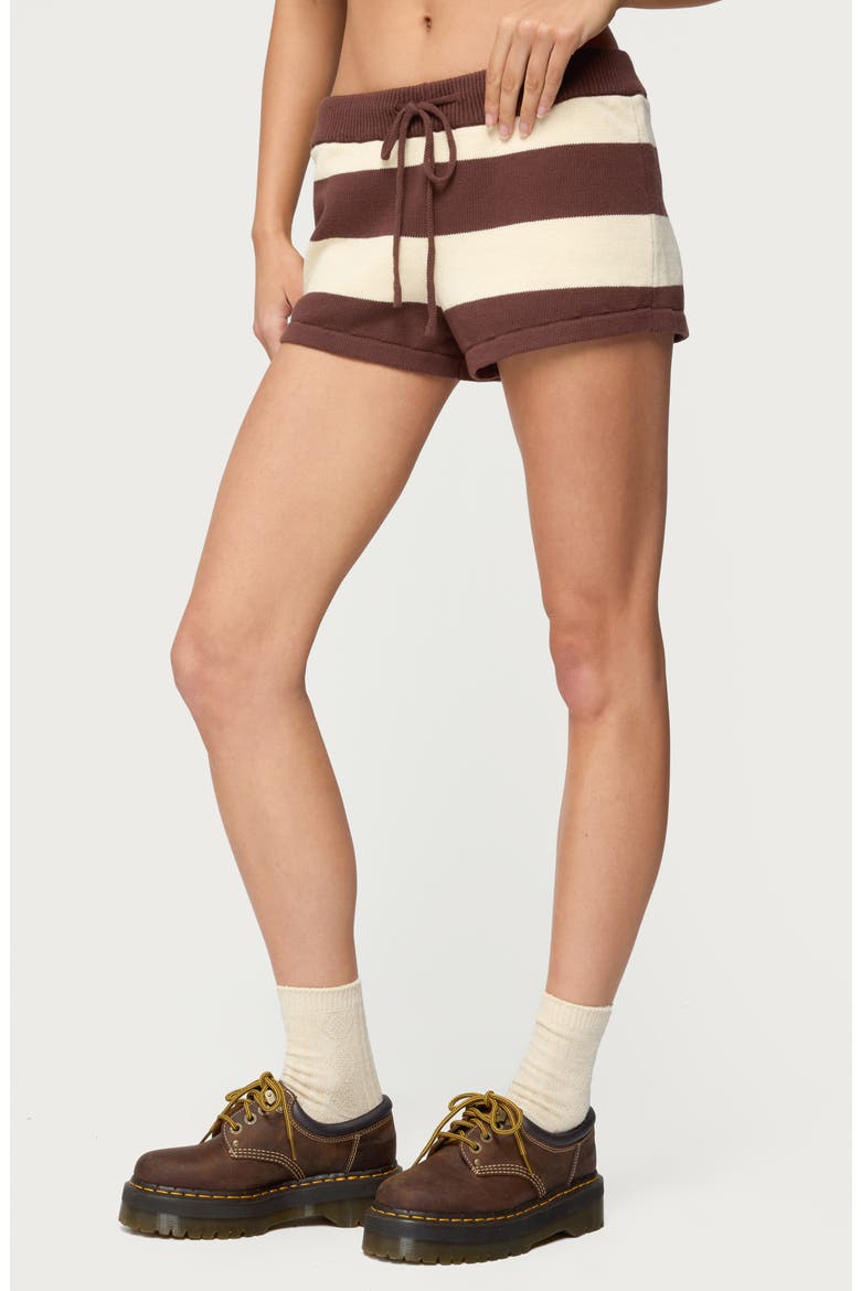 Riley Stripe Knit Shorts, Alternate, color, BROWN-AND-BEIGE