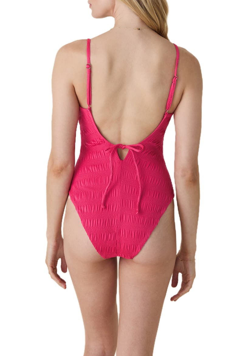 Lucaya Smocked One-Piece Swimsuit, Alternate, color, BRIGHT BEGONIA