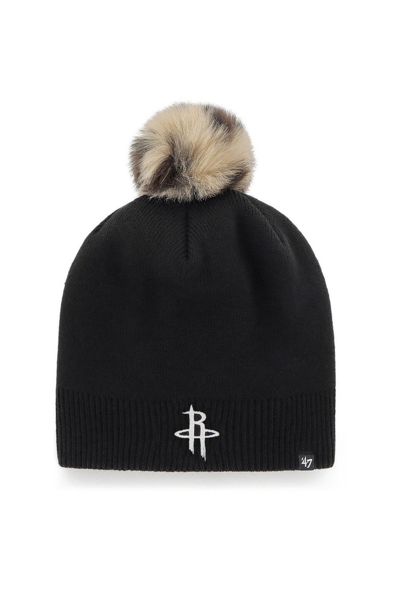 Women's '47 Black Houston Rockets Serengeti Knit Beanie with Pom, Main, color, Black