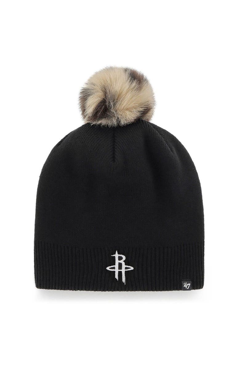 '47 Women's '47 Black Houston Rockets Serengeti Knit Beanie with Pom, Main, color, Black
