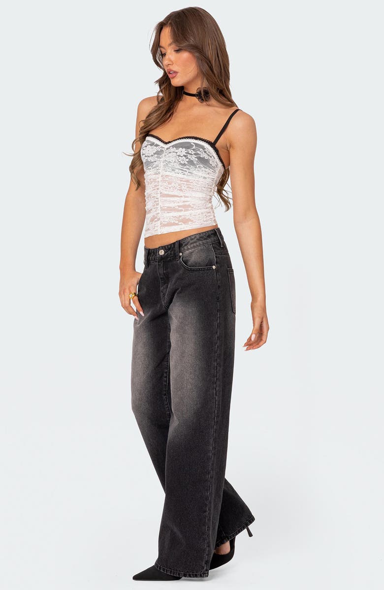 EDIKTED Magda Low Rise Wide Leg Jeans, Alternate, color, Black-Washed
