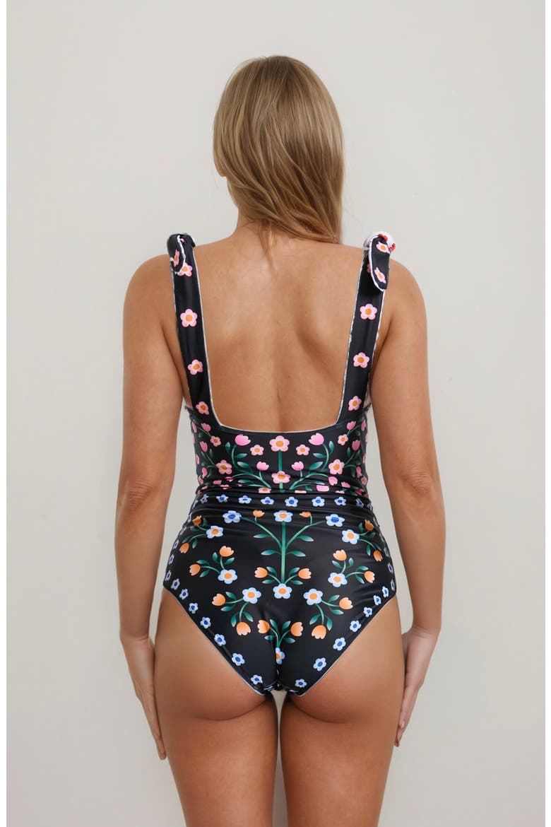 Day/Night Garden Reversible One-Piece Swimsuit, Alternate, color, Black