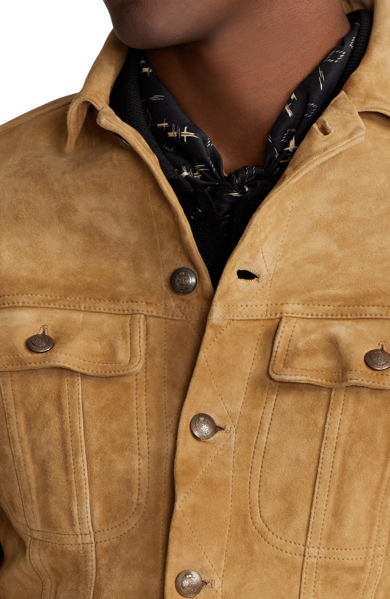 Ralph Lauren Purple Label Clifton Suede Trucker Jacket, Alternate, color, 