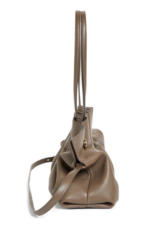Ferragamo Medium Gancio Piercing Soft Leather Shoulder Bag In Concrete