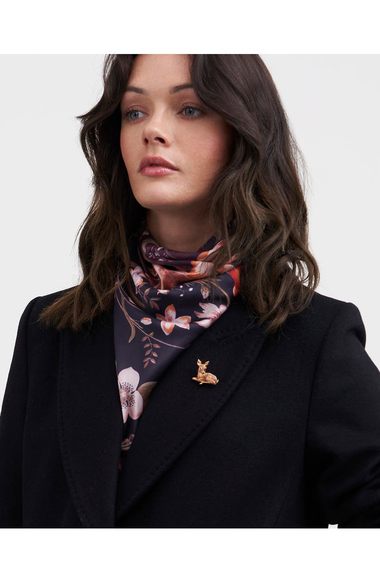 Fable England Resting Fawn Enamel Brooch, Alternate, color, Gold