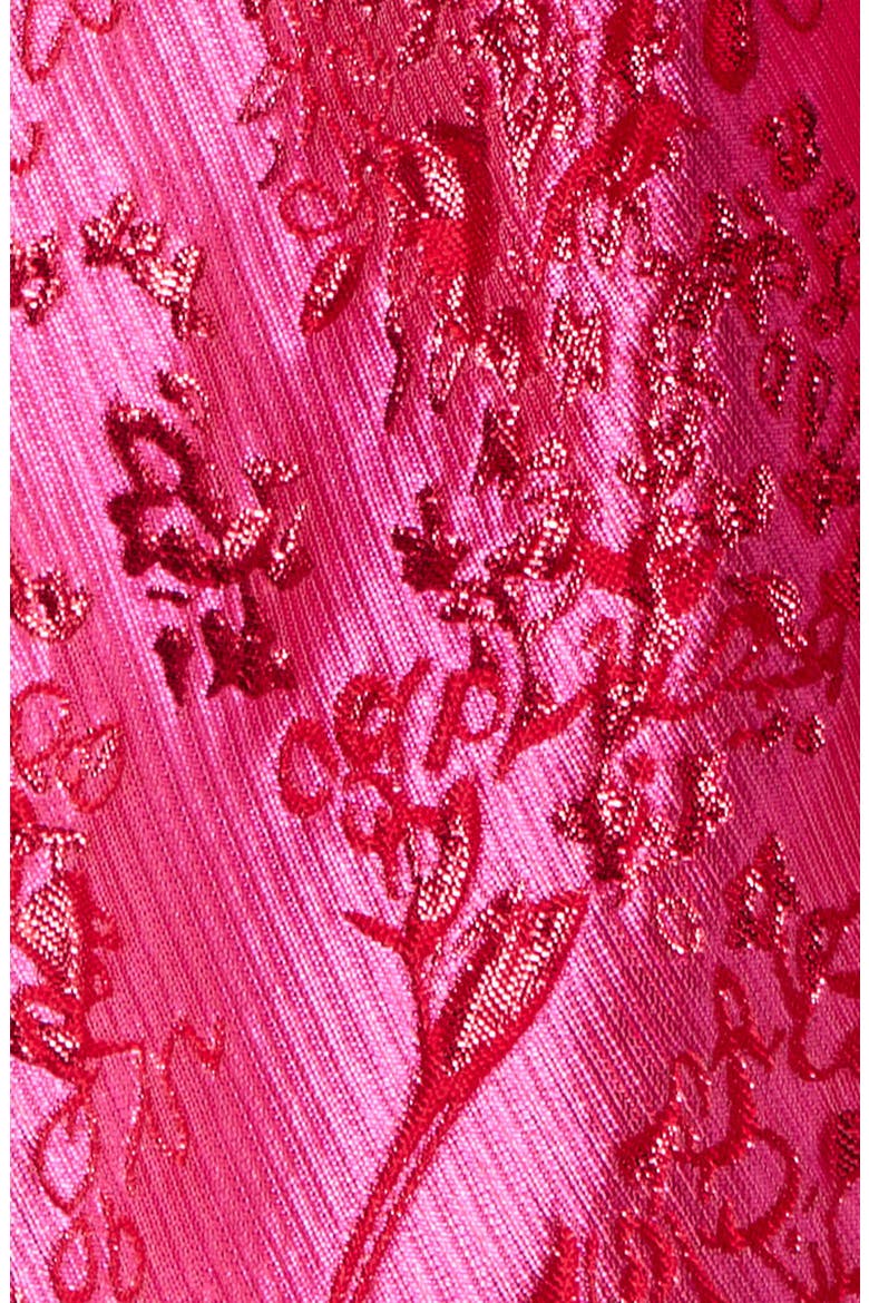 Metallic Floral Jacquard Puff Sleeve Dress, Alternate, color, FUCHSIA