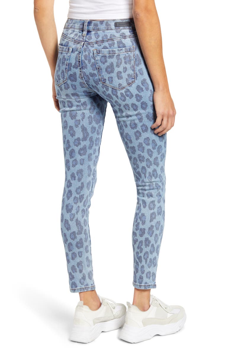 BLANKNYC The Bond Leopard Print Ankle Skinny Jeans, Alternate, color, 