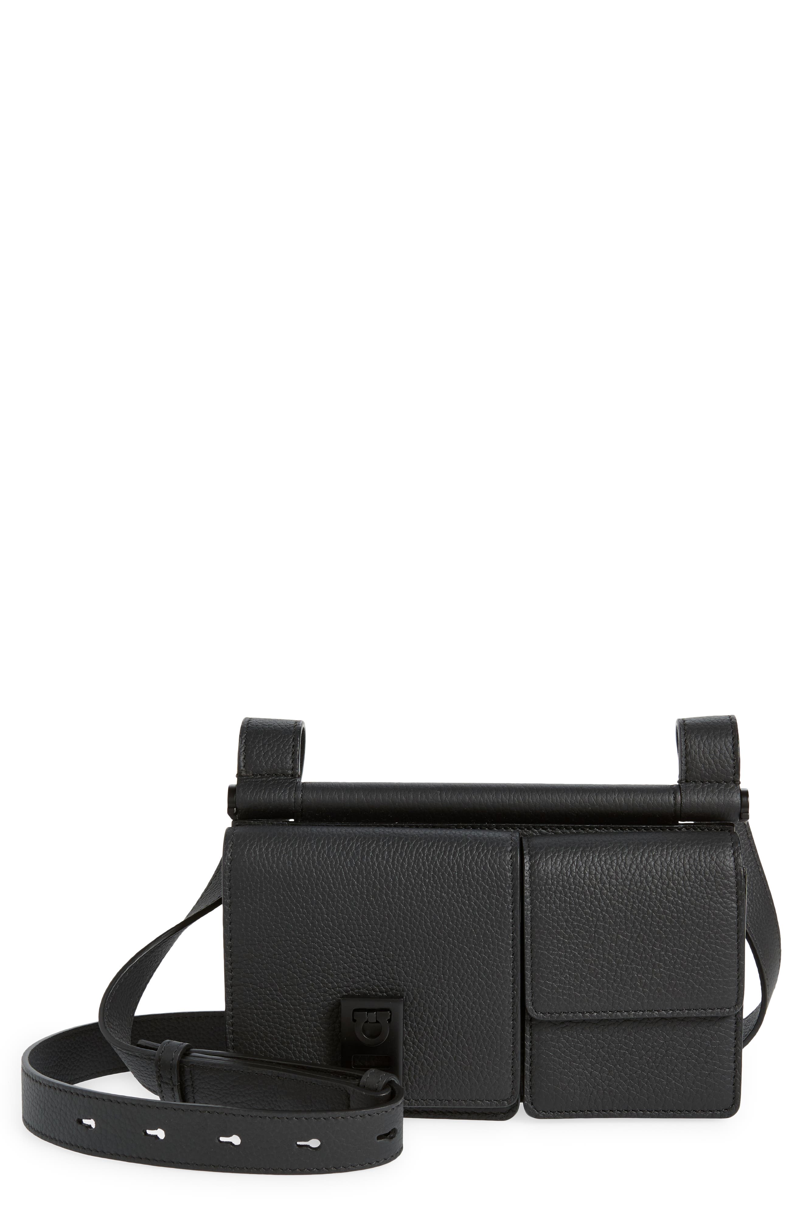 FERRAGAMO Twins Multipocket Leather Crossbody Bag, Main, color, 