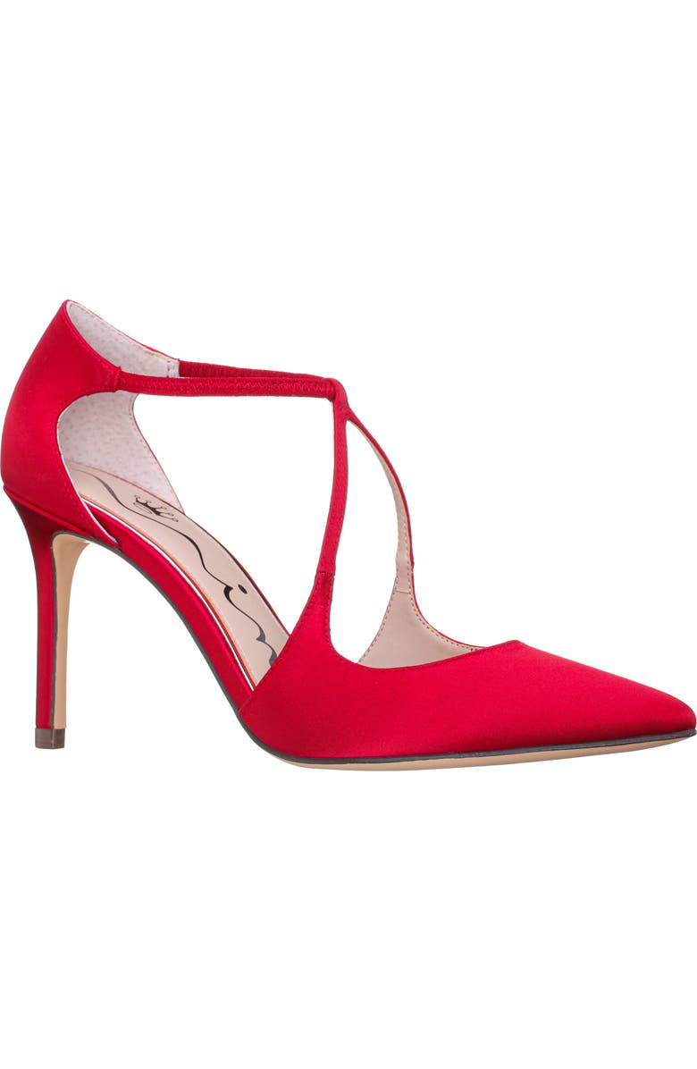 Nina Netta Ankle Strap Pointed Toe Pump, Main, color, Red Rouge
