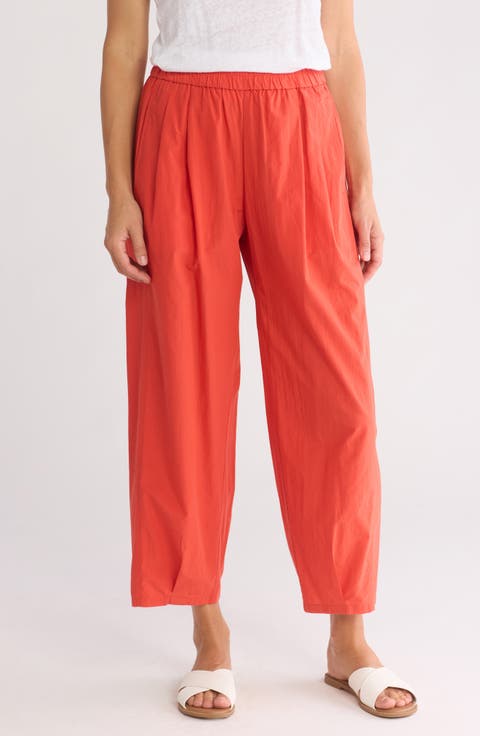 Pleated Organic Cotton Lantern Pants