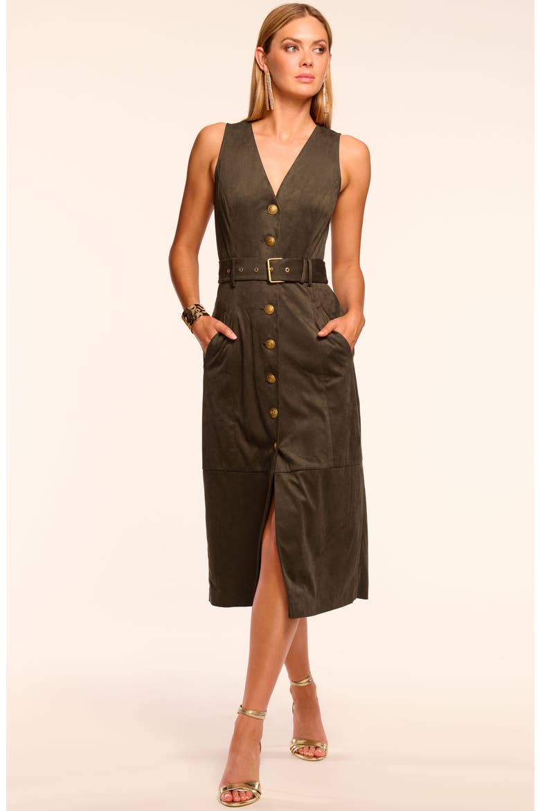 Marcia Faux Suede Dress, Alternate, color, DEEP OLIVE
