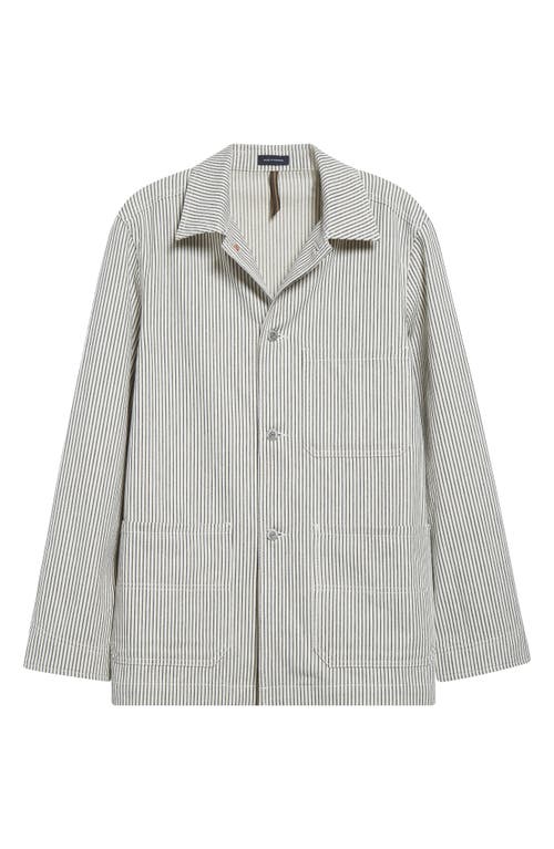 Drake's Stripe Chore Coat In Gray