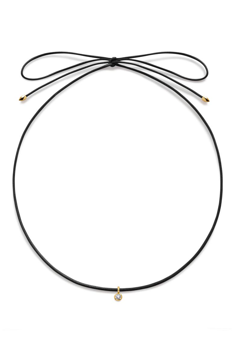Diamond Pendant Cord Necklace, Main, color, 18CT GOLD VERMEIL / LAB DIA