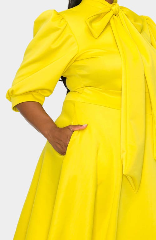 L I V D Carina Donna Fit & Flare Midi Dress In Yellow