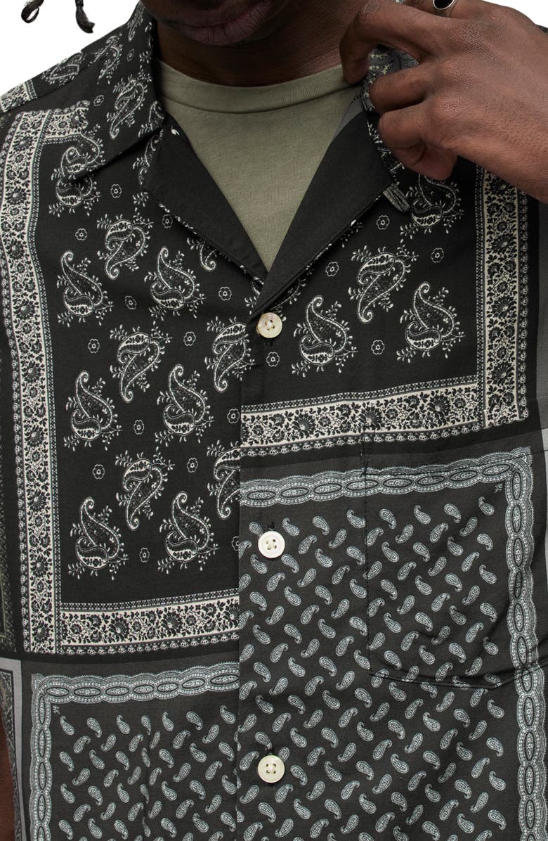 AllSaints Yacutan Print Short Sleeve Button-Up Camp Shirt, Alternate, color, 