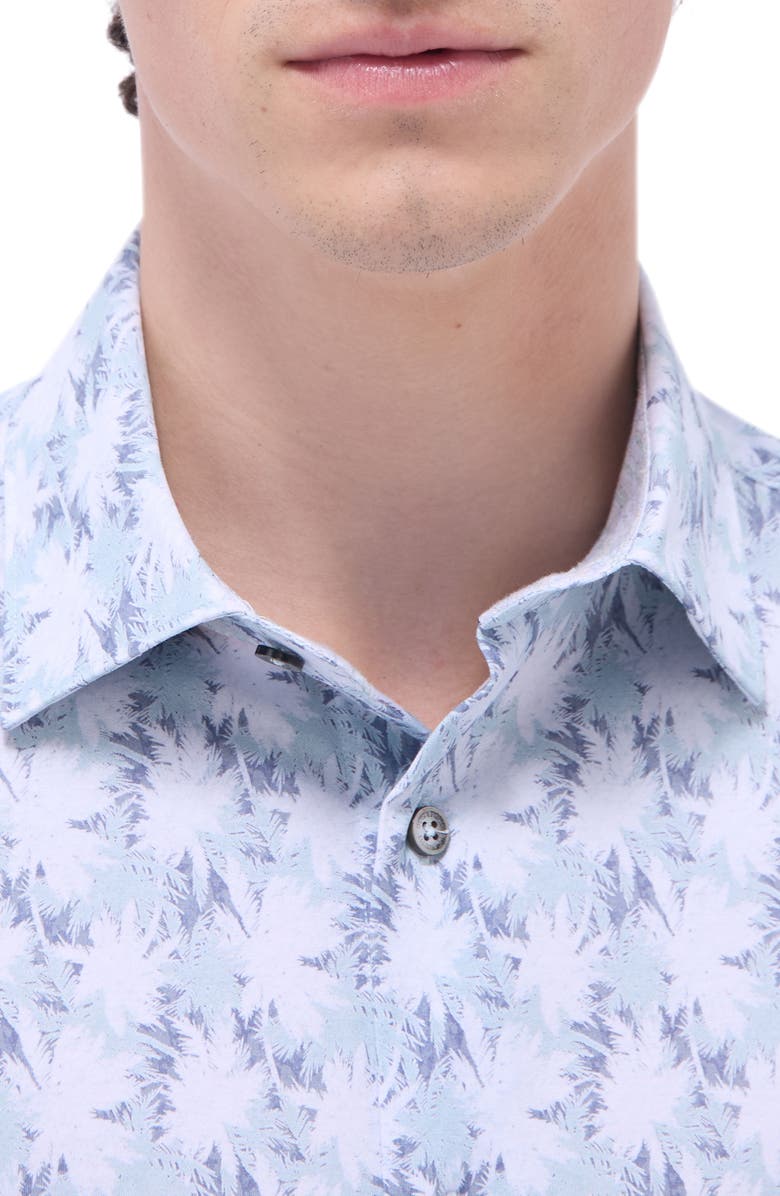 Bugatchi Jimmy OoohCotton<sup>®</sup> Palm & Guitar Print Button-Up Shirt, Alternate, color, Mint