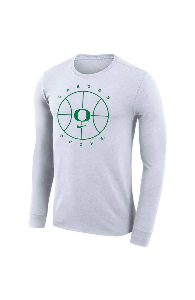 Nike Men's Nike White Oregon Ducks Basketball Icon Legend Performance Long Sleeve T-Shirt, Alternate, color, 