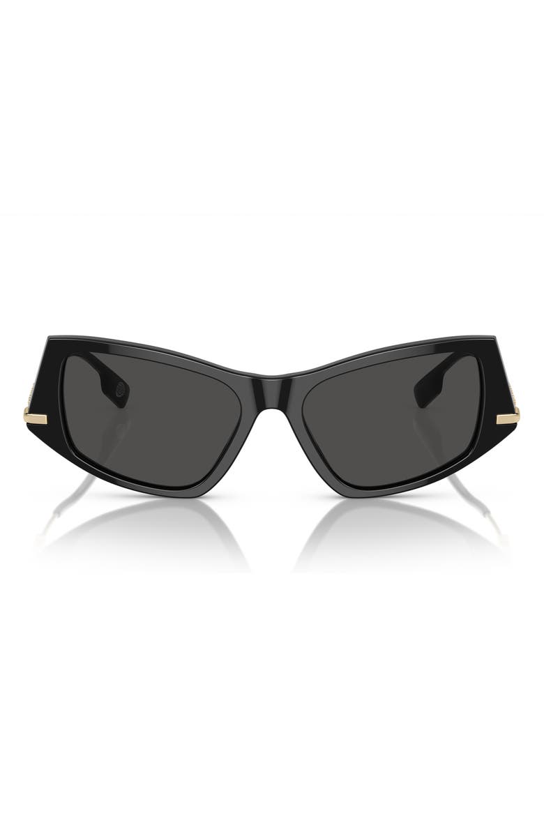 Burberry 52mm Irregular Sunglasses, Main, color, Black