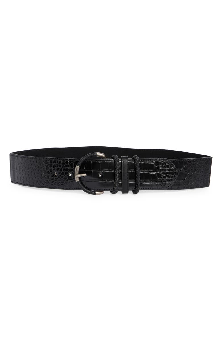 Vince Camuto 60mm Croc Embossed Stretch Belt, Main, color,