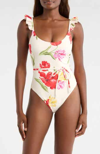 Materson Belted Ruffle One-Piece Swimsuit