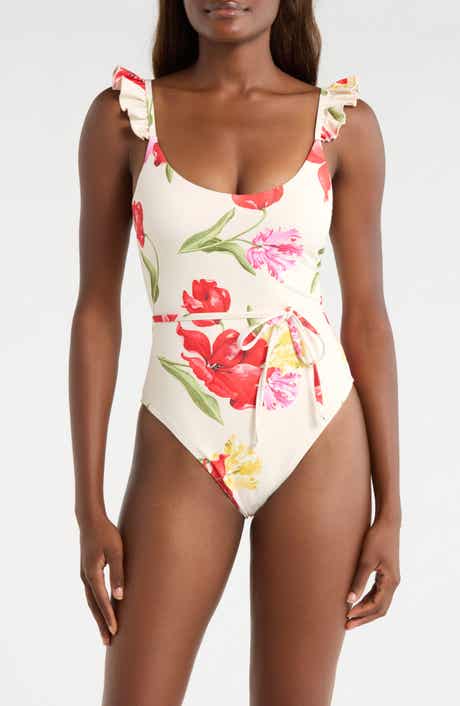 Materson Belted Ruffle One-Piece Swimsuit