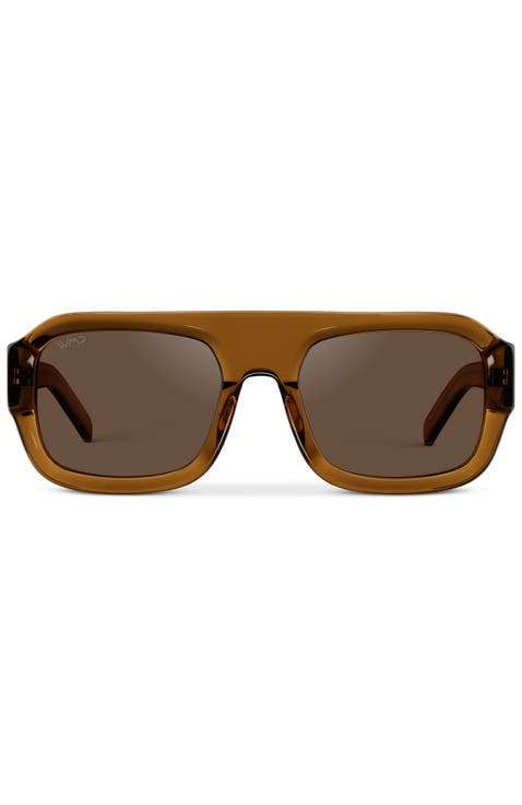 Harlee - 54mm Rectangular Aviator Polarized Sunglasses