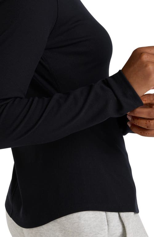 New Balance Microrib Long Sleeve T-shirt In Black