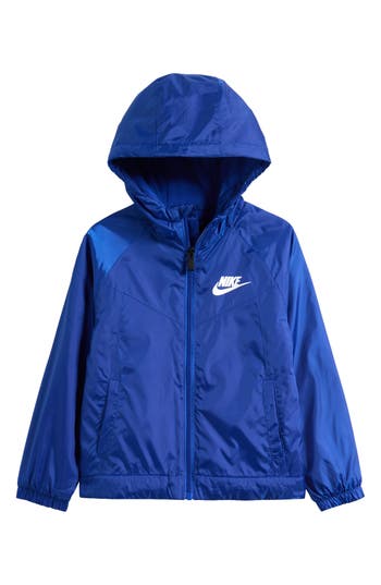 Nike Kids' Camo Print Fleece Lined Windbreaker In Blue