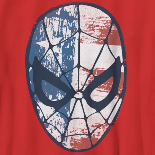 Marvel Boy's  4th Of July Spider-man American Flag Mask  Graphic T-shirt In Red