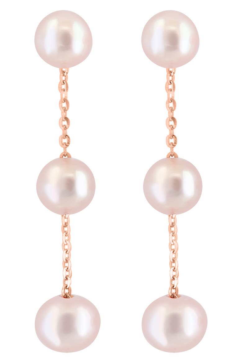 14K Rose Gold Pink Freshwater 6-6.5mm Pearl Earrings, Alternate, color, PINK