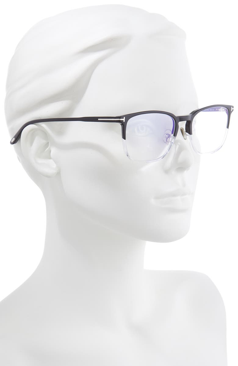 TOM FORD 55mm Square Blue Light Blocking Glasses, Alternate, color, 