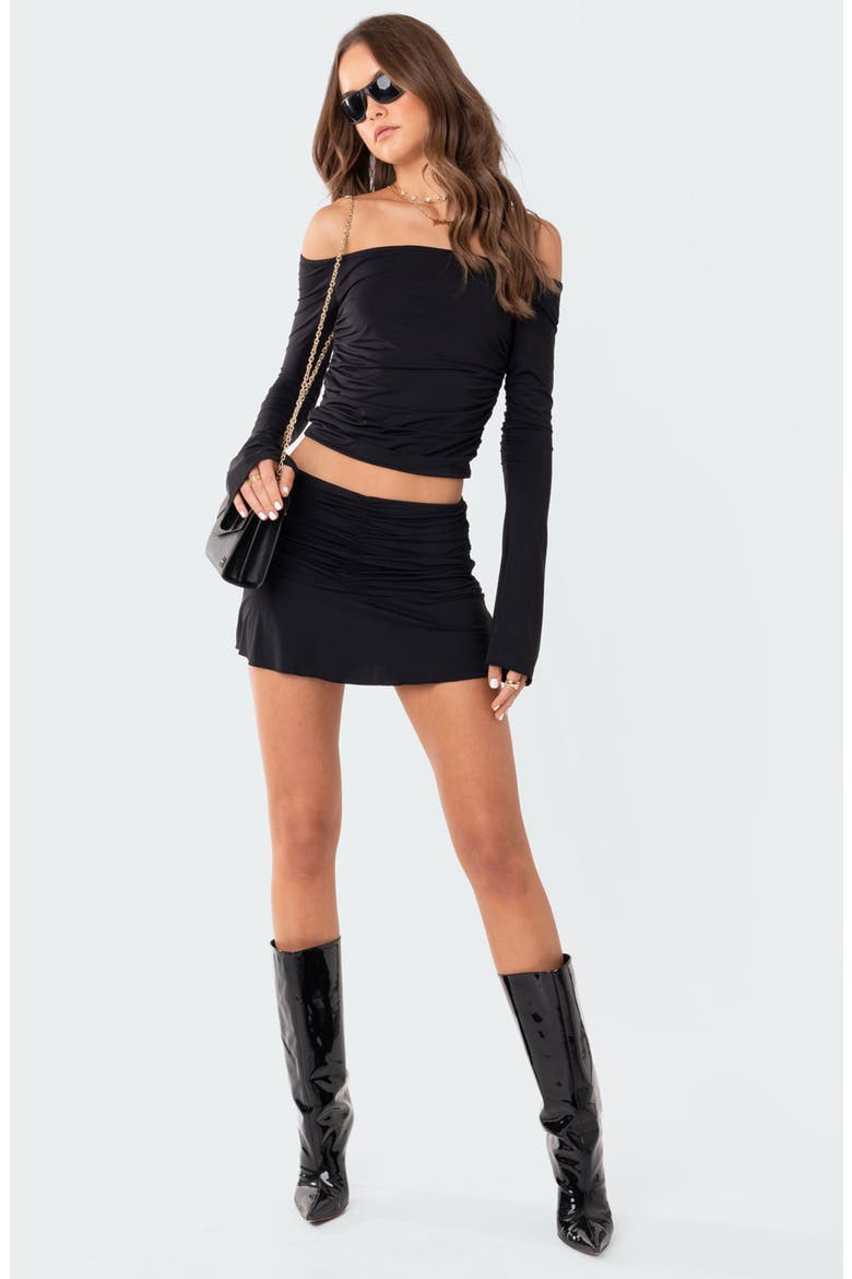 Corey Off-the-Shoulder Long Sleeve Top, Alternate, color, BLACK