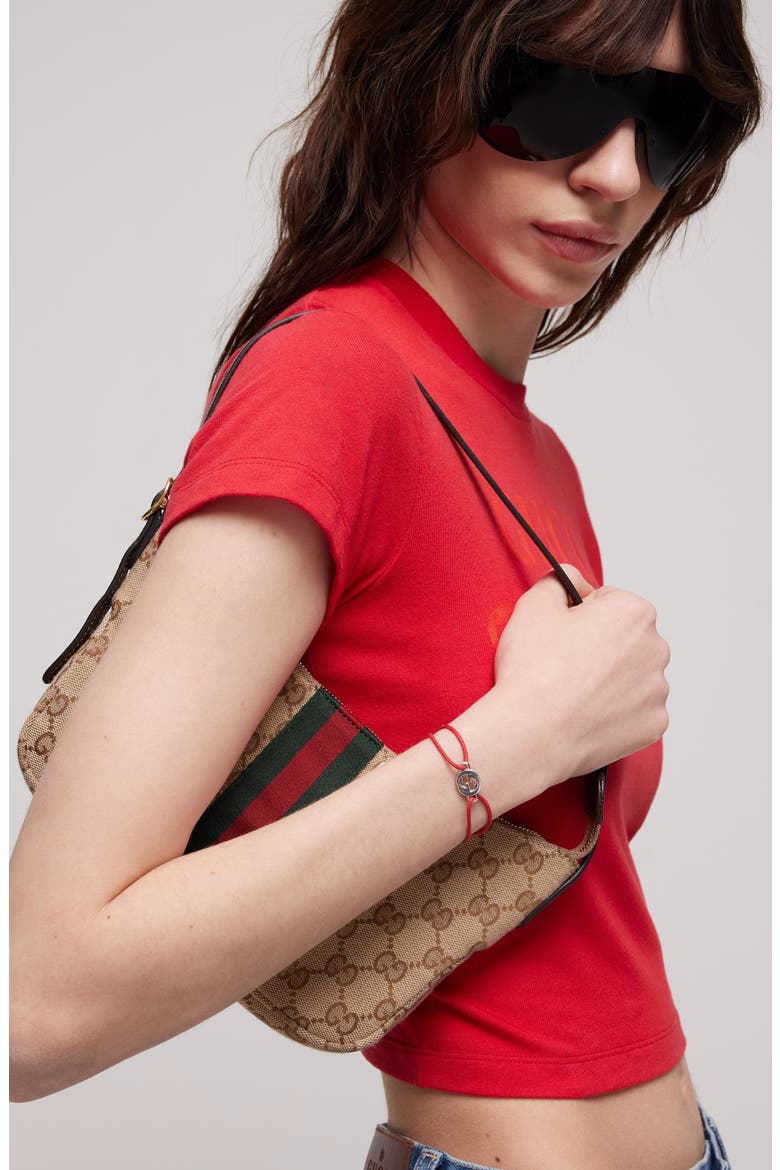 Interlocking-G Cord Bracelet, Alternate, color, SILVER RED