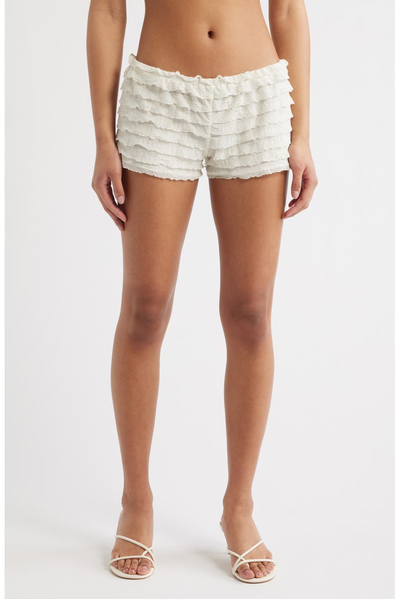 Fia Tiered Ruffle Shorts, Main, color, OFF WHITE