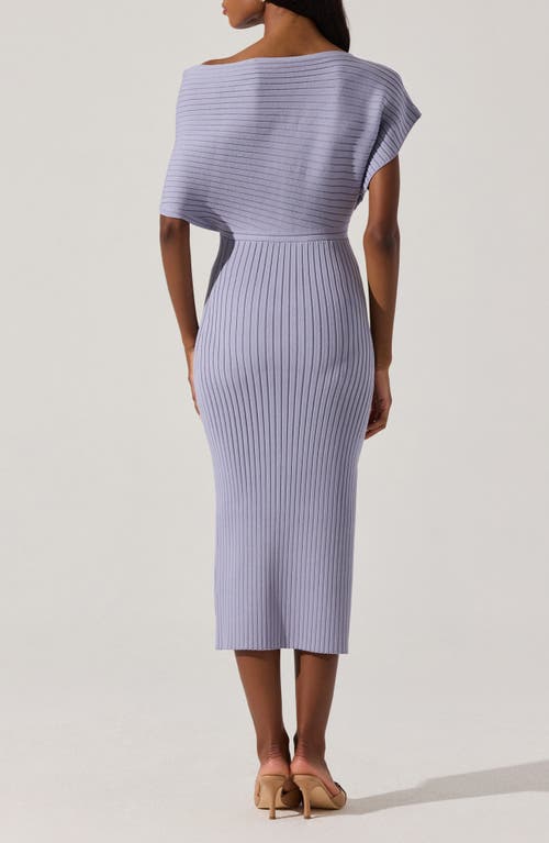 Astr The Label One-shoulder Wide Rib Sweater Dress In Periwinkle